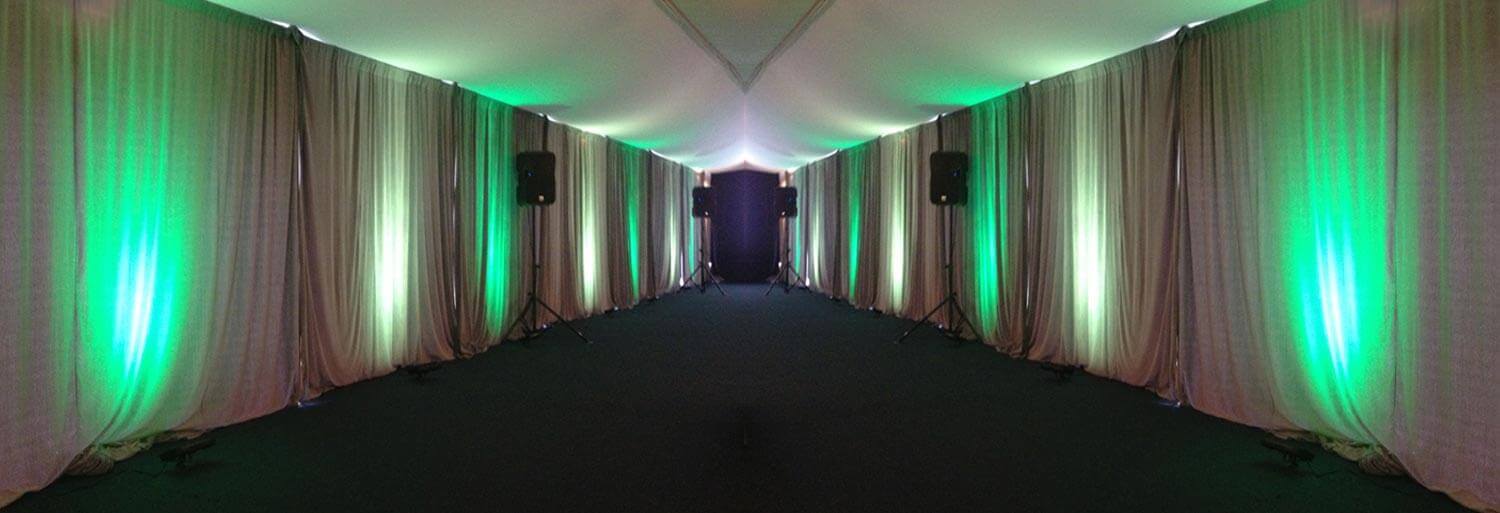 Event Drape - Uplight Panels on White Event Drape