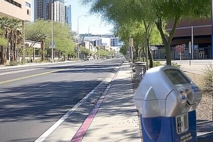Phoenix Convention Center with Parking Meter - Computer-Assisted Image Phoenix Convention Center with Parking Meter - Computer-Assisted Image