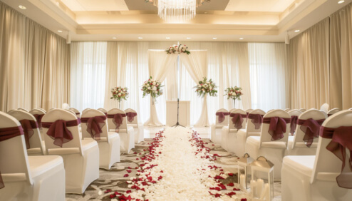 White Pipe and Drape Wedding --- Backlit Drapes