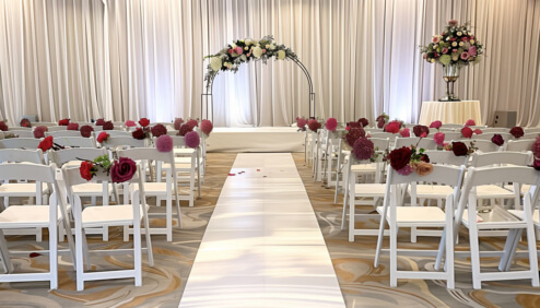 White Pipe and Drape Wedding --- Civic Center Ballroom
